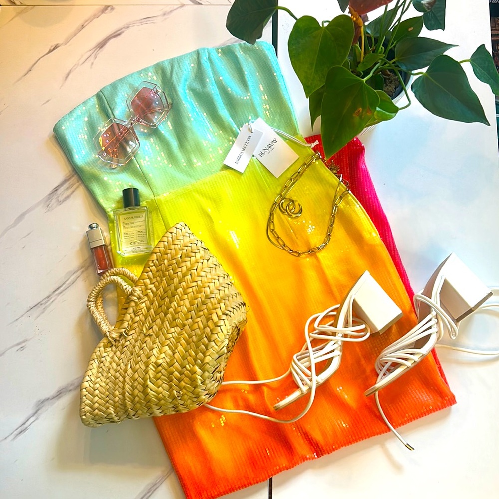 Rainbow Malibu Midi Sequin Multi Dress
